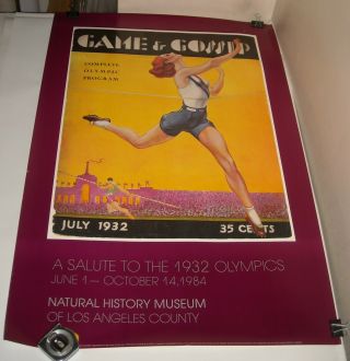Rolled 1984 Los Angeles Natural History Museum Salute To 1932 Olympics Poster