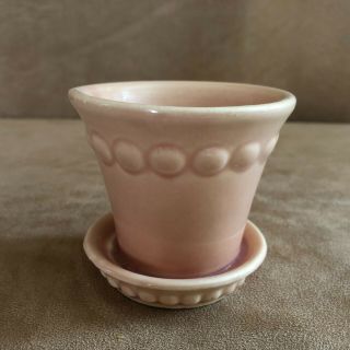 3 " Vintage Shawnee Pottery Usa Peach Small Planter Flower Pot 1 Pc Water Drain