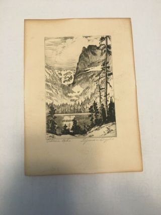 Vtg.  Lyman Byxbe Pencil Signed " Odessa Lake " Etching Colorado Listed Artist
