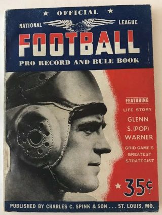 1947 Official Nfl Football Record & Rule Book Pop Warner Cover