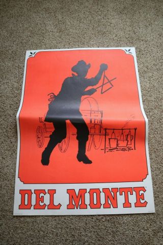 Vintage 35 " X 25 " 1971 Dated Orange Del Monte Round Up Poster A&p 3