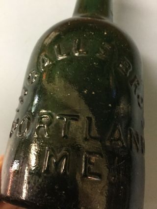 PORTLAND Maine INGALLS BROS Dark Green Glass Bottle Antique Vintage Ingall’s 3