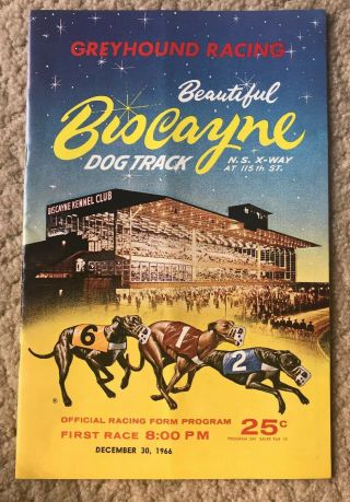 December 30 1966 Biscayne Florida Dog Track Form Program Greyhound Racing