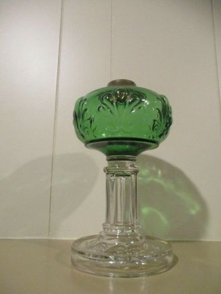 Antique Kerosene Oil Green Clear Glass 1890 