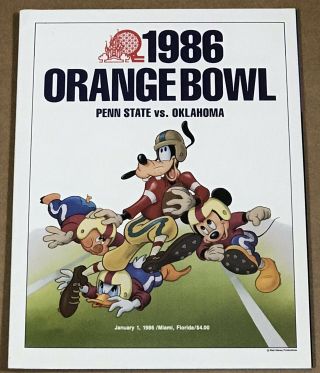 1986 Orange Bowl Program.  Oklahoma Penn State.  Ncaa College Football.