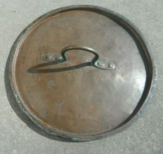 Large Copper Lid 13 " Hand Forged Antique 1800 