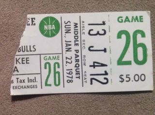 Nba 1978 01/22 Chicago Bulls At Milwaukee Bucks Ticket Stub - Brian Winters 22pts