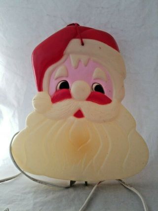 Blow Mold Noma Lighted Santa Face Double Side Window Decor Christmas Vintage