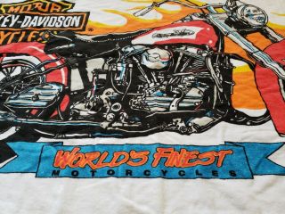 Vtg Harley Davidson Bath Beach Towel 30x60 Motorcycle Flames (made In Usa)