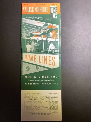 1950 Vintage Maritime Nautical Ss Atlantic Home Lines Deck Blueprint & Schedule