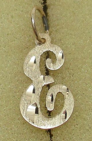 Vintage Solid 14k Yellow Gold Etched Diamond - Cut Initial " E " Charm -