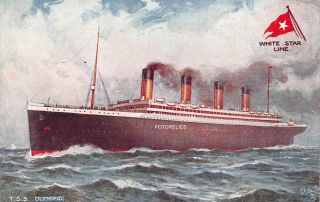 Olympic Titanic Sister Ship White Star Line Early Tuck Celebrated Liner Postcard
