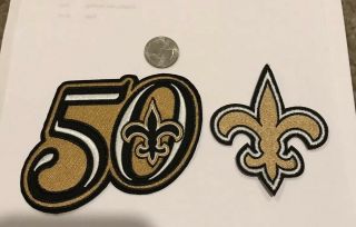 (2) - Orleans Saints Vintage Embroidered Iron On Patches 5”x4”& 3”x 3”