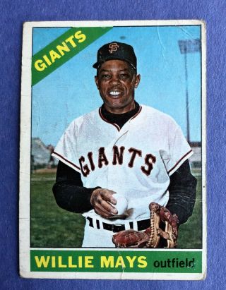 1966 Topps 1 Willie Mays San Francisco Giants - Hof - 54 Year Old Vintage Card