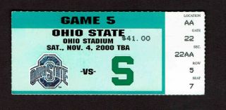 2000 Ohio State Buckeyes Vs Michigan State Ticket Stub