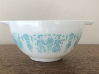 Vintage Pyrex Amish Butterprint 441 (1.  5 Pint) Bowl Turquoise On White 3