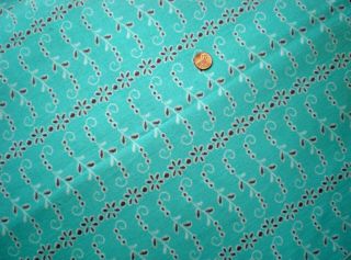 Geometric On Aqua Full Vtg Feedsack Quilt Sewing Dollclothes Craft Fabric
