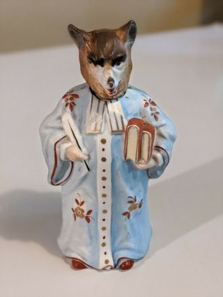 Antique 19th Century Wolf Cleric Judge Nodder German Porcelain Bisque 1819