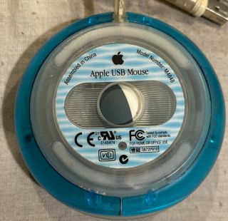 Vintage Apple iMac USB Mouse M4848 Bondi Blue - Teal CLEANED &, 3