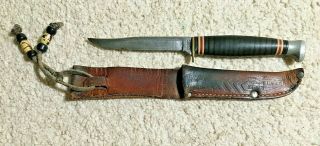 Vintage Ka - Bar Knife - Model 1226 - 7 " Total Length - Leather Sheath - Cool