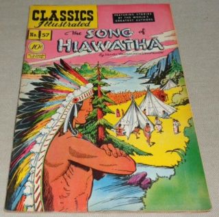Vintage March 1949 Song Of Hiawatha 57 Classics Illustrated Comic Book