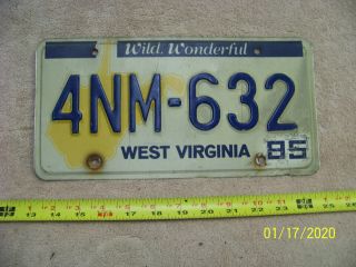 West Virginia License Plate - - 1985 - - 4nm - 632