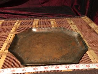 Antique Vintage Small Heavy Octagon Copper Plate Tray 8 3/4 " X6 5/8 "