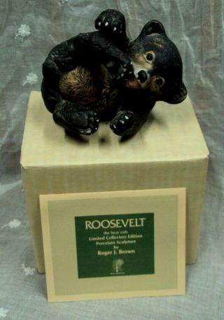 Vtg 1979 Mexico River Shore Roger J.  Brown Figurine Roosevelt The Bear Cub 3939
