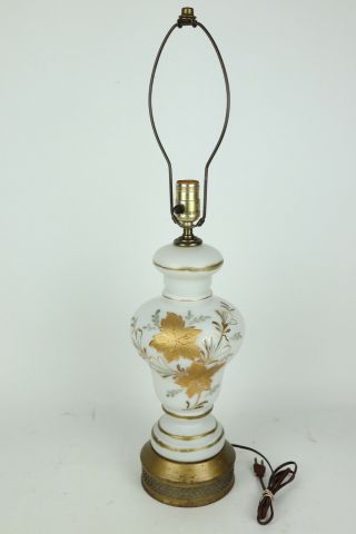 Vintage Bavarian Bristol Hand Blown Hand Painted Frosted Glass Table Lamp German