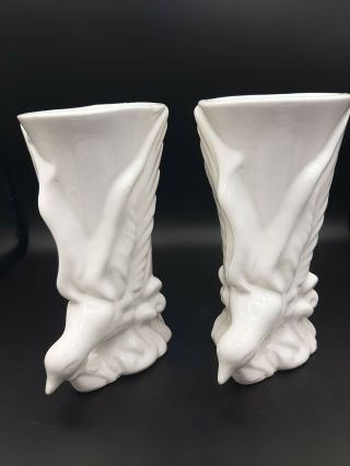 Set Of Vintage Ceramic White Bird Morton Pottery Vases 2
