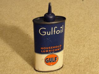 Vintage Gulf Oil Co Gulfoil 4 Oz Household Lubricant Oil Can Tin