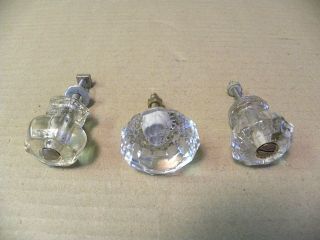 (3) Vintage Glass Drawer Pulls / Knobs - - 3 Different Knobs - - Screws