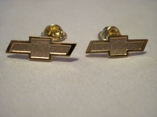 Two Chevrolet Gold Colored Bow Tie Chevy Hat Pins,  Lapel Pins,  Insignia,  Logo