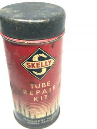 Vintage Red Skelly Tube Repair Kit Bicycle Ardmore Duncan Tulsa Oklahoma Oil (f)
