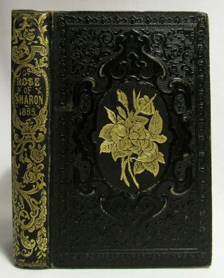Antique 1855 The Rose Of Sharon Engravings Decorative Fine Leather Binding Gift