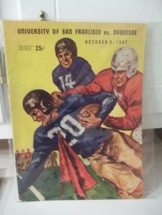 Vintage 1947 University Of San Francisco Vs.  Duquesne Football Program