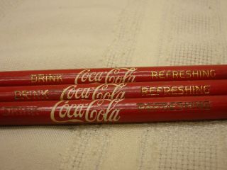 3 Vintage Coca - Cola Pencils Drink Coca - Cola Refeshing Red