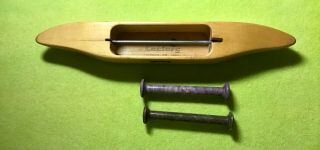 Vintage Nilus Leclerc 11.  5” Boat Shuttle With 2 Bobbins 50,  Years Old B