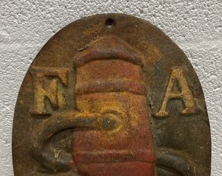 Antique Cast Iron Fire Insurance Hydrant Plaque 10 5/8” x 6.  5” 2