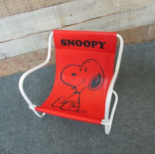 Vintage Snoopy Peanuts Red Wire Vinyl Sling Director Chair 1958 Doll Chair 2