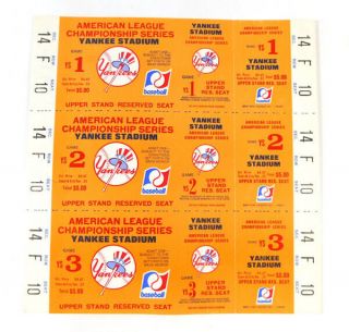 1977 American League Champions Yankees Vs Royals Full Tickets Game 1 2 3