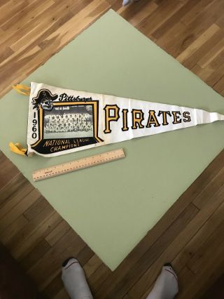 Vintage Pirates 1960 National League Champions Felt Pennant With Photo