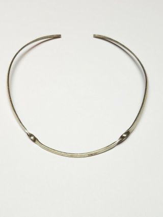 Vintage Cii Mexico 925 Sterling Silver Twist Accents Collar Cuff Necklace