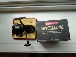 Vintage Mitchell / Garcia 306 Spinning Fishing Reel Orig.  Box Made In France