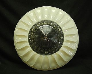 Vintage Antique Art Deco Clear Cream Glass Ceiling Light Lamp Shade 3 Hole Mount