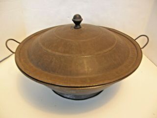 Antique Vintage Rising Bread Dough Metal Pan Bowl With Vented Lid 18 "