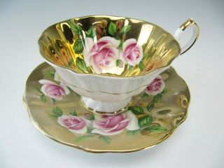 Queen Anne Tea Cup And Saucer Large Cabbage Roses