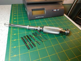 Vtg.  Klein Tools No.  64002 Push Drill Screwdriver With 7 - Bits