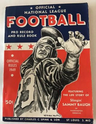 1948 Official Nfl Football Record & Rule Book Sammy Baugh Cover