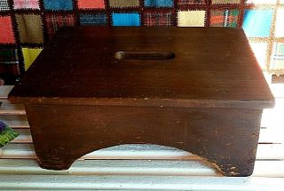 Antique 1883 Primitive Hand Made Wooden Step Stool Dated 18 " X 11 1/2 X 8 "